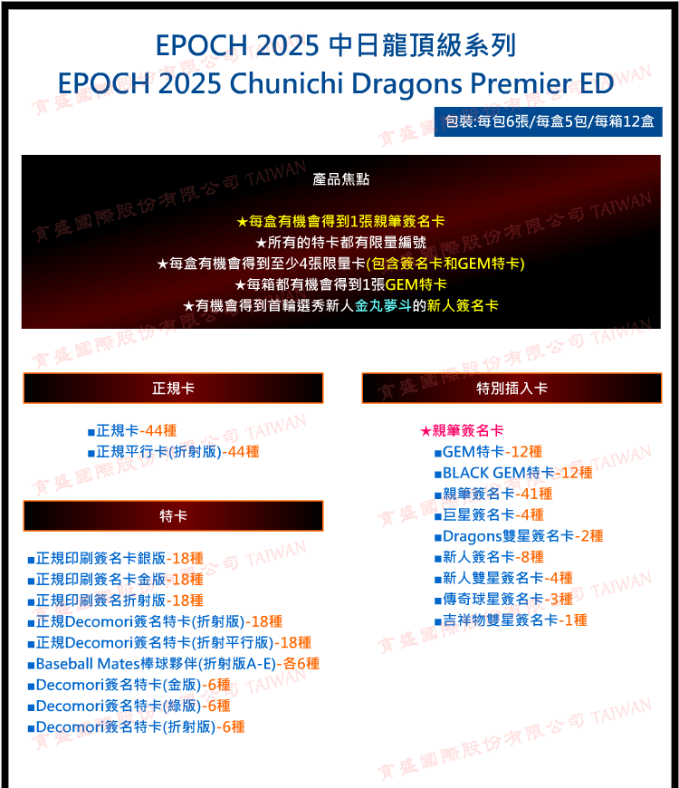 EPOCH 2025 中日龍頂級系列 EPOCH 2025 Chunichi Dragons Premier ED
