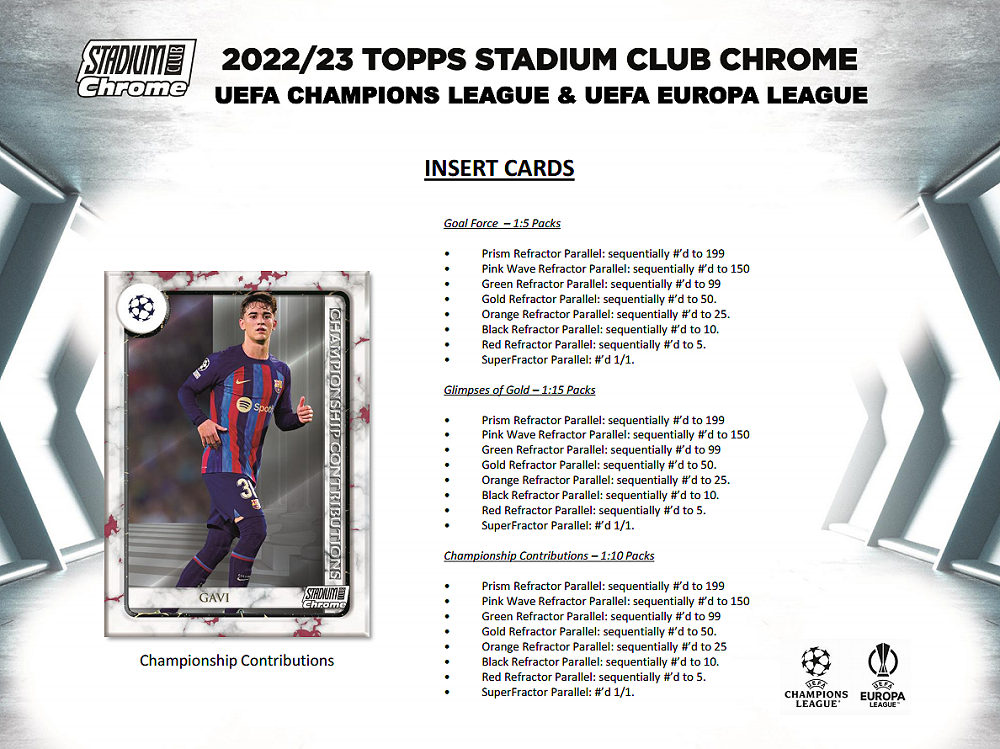 TOPPS CHROME « STADIUM CLUB UEFA CHAMPIONS LEAGUE 2021/22 SOCCER CARDS Fiche Signaletique Avec Check List U S A